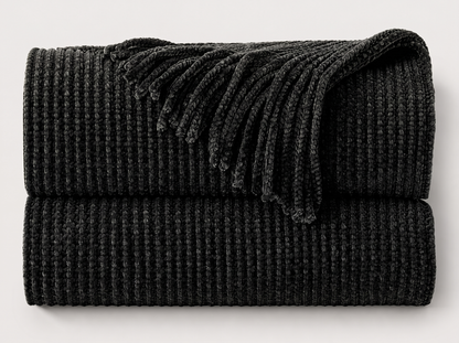 Grob gestrickte Kuscheldecke – Detailansicht