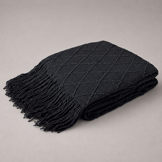 Strickdecke mit Rautenmuster