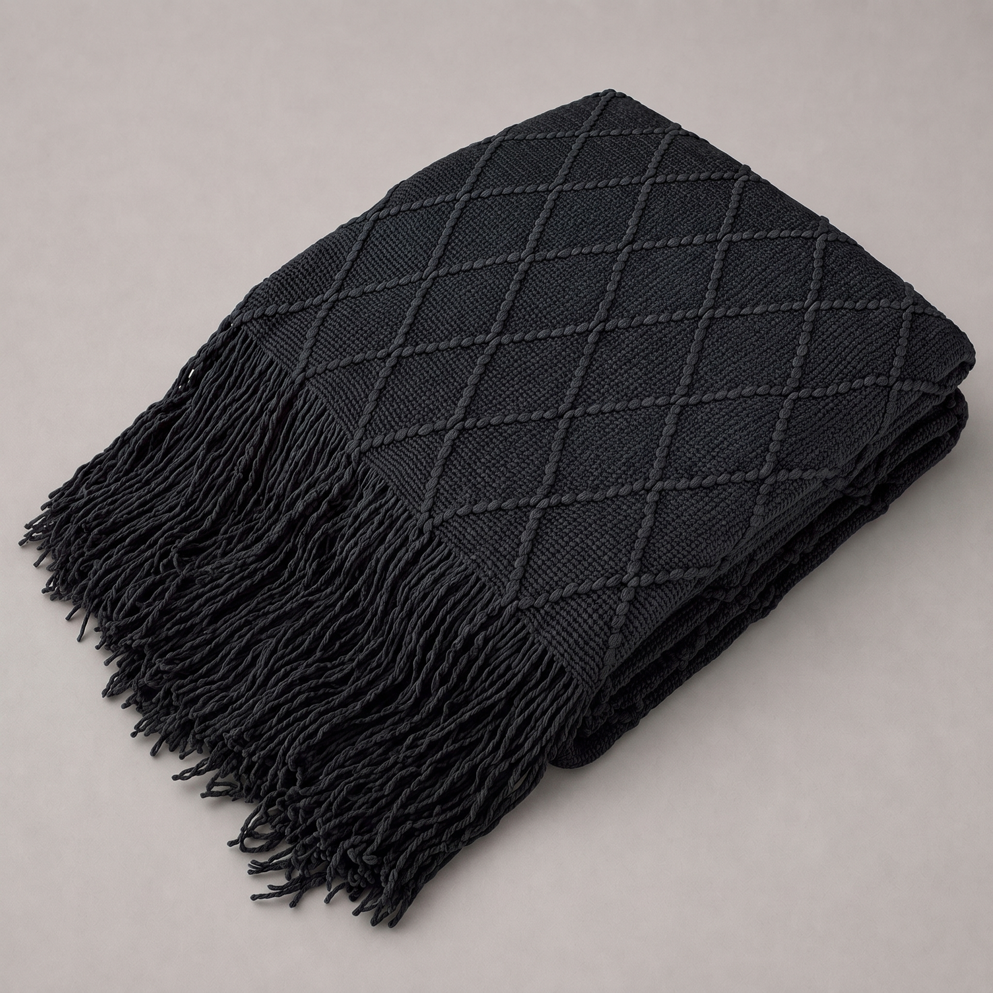 Strickdecke mit Rautenmuster – Detailansicht