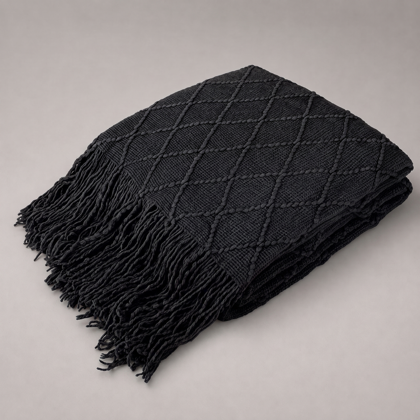 Strickdecke mit Rautenmuster – Detailansicht
