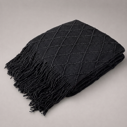 Strickdecke mit Rautenmuster – Detailansicht