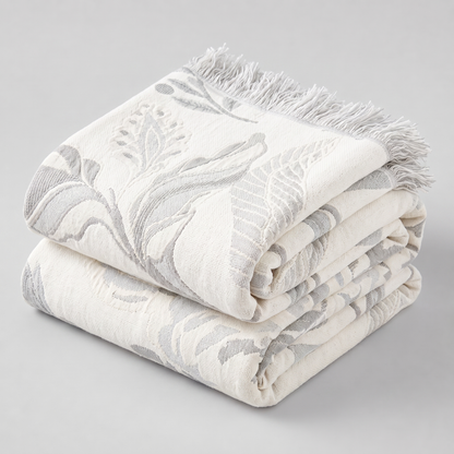 Florale Jacquard-Kuscheldecke – Detailansicht